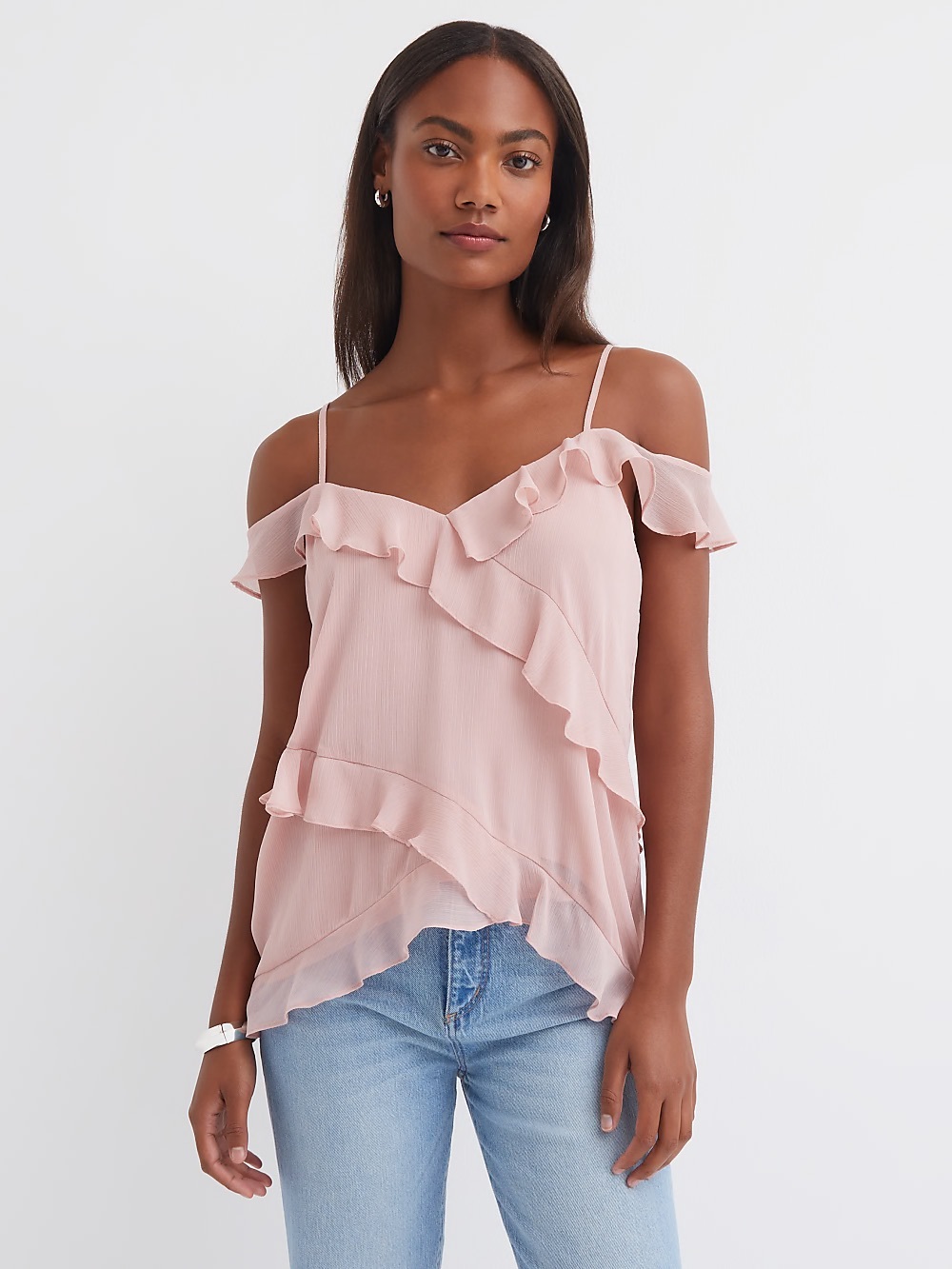 NWT Loft Ann Taylor Ruffle Off the Shoulder Cami Tank Blouse